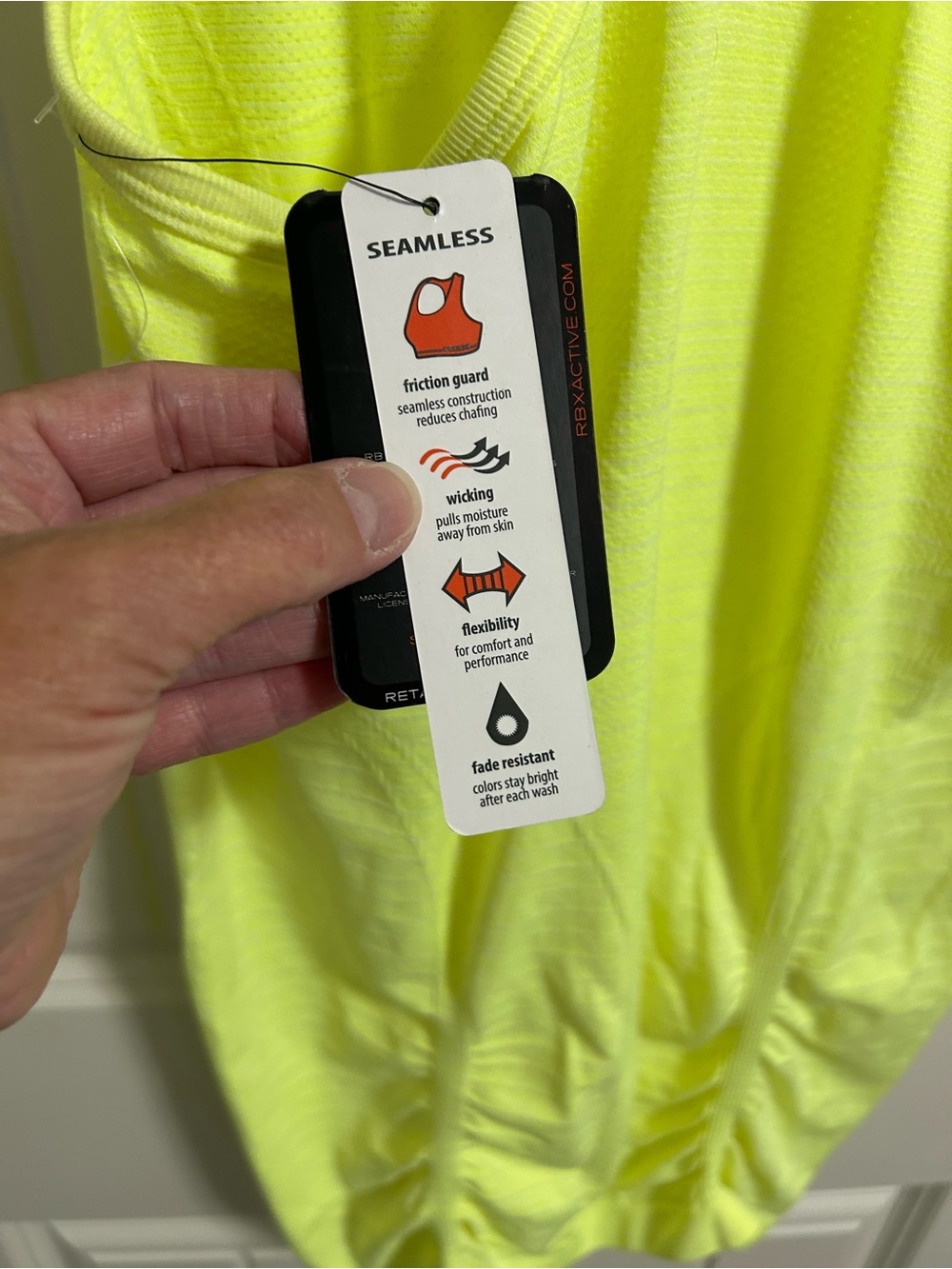 RBX Neon Yellow Racerback Ruched Tank - Picture 4 of 5